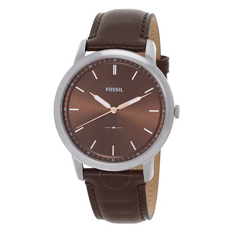 Fossil Minimalist Quartz Brown Dial Men S Watch And Bracelet Box Set