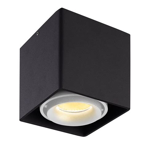 Dimmable LED Surface Mounted Ceiling Spotlight Esto Black With White Bezel