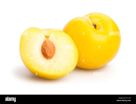 yellow plum isolated Stock Photo - Alamy