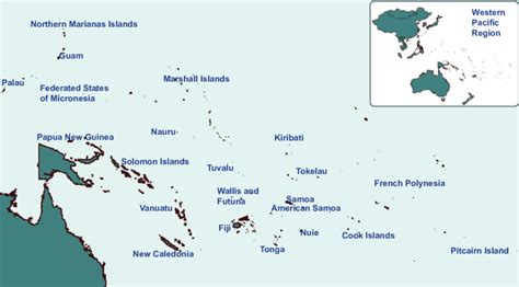 Map Of The Pacific Island Countries And Territories In The Western