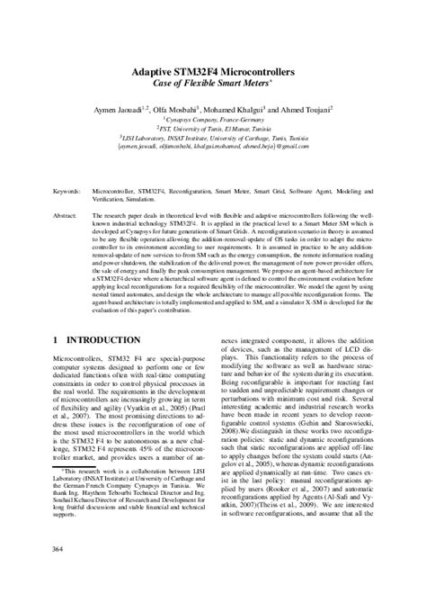 Pdf Adaptive Stm32f4 Microcontrollers Case Of Flexible Smart Meters Olfa Mosbahi