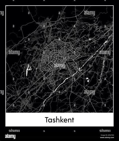 Minimal city map of Tashkent (UzbekistaMinimal city map of Tashkent ...