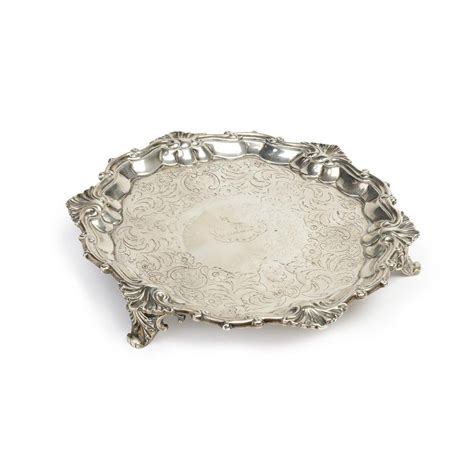 1837 Sterling Silver Salver By Robert Hennell With Crest Trays