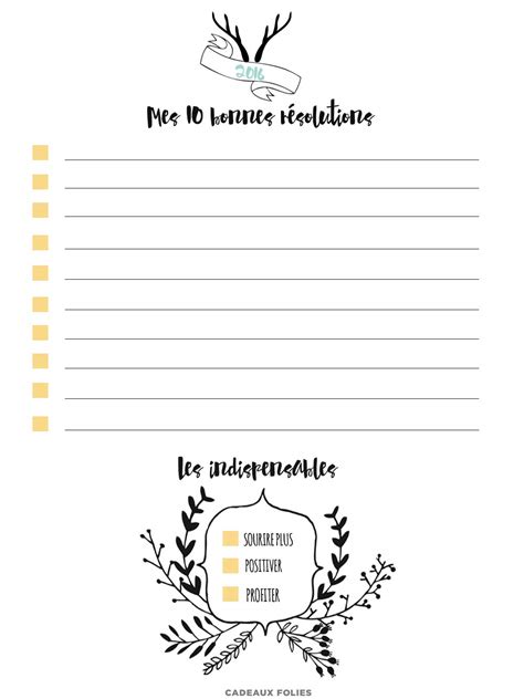 Printable TO DO LIST Bonnes résolutions de 2016