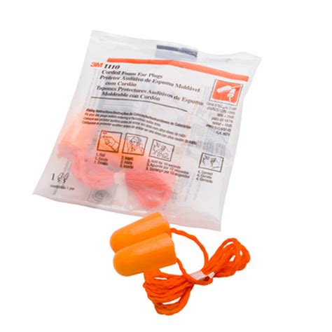 3 M 1110 Corded Foam Ear Plugs 051138290092 Orange Universal Polyurethane Foam Disposable Corded