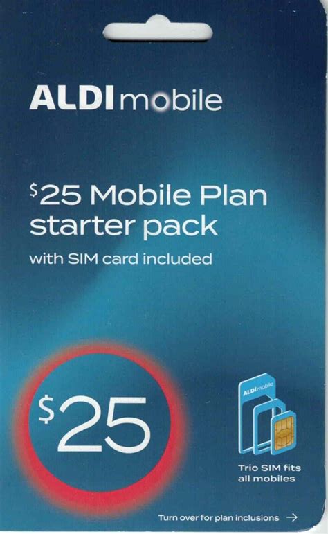 Aldi Mobile 25 Prepaid Sim Card Mini Micro Nano Triple Cut Starter