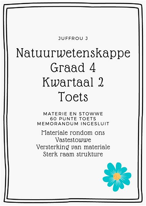 Natuurwetenskappe Graad 4 Kwartaal 2 Toets • Teacha