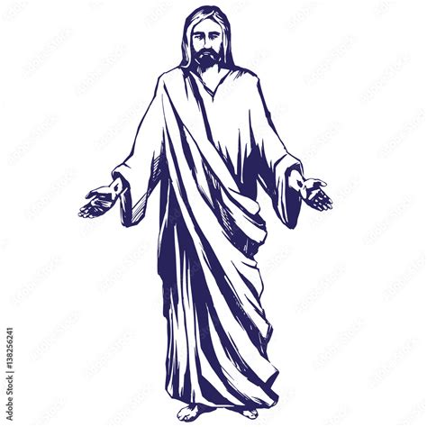 Jesus Christ, the Son of God , symbol of Christianity hand drawn vector ...