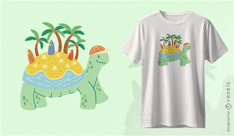 Tropical Turtle Island T Shirt Design Vector Download