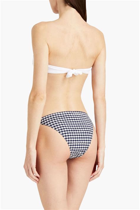 TORY BURCH Gingham Seersucker Mid Rise Bikini Briefs THE OUTNET