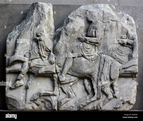 Detail From The Parthenon Frieze Greek Marble Sculpture Hi Res Stock