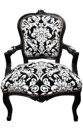 Fauteuil Baroque De Style Louis Xv Ray Noir Et Blanc Et Bois Noir