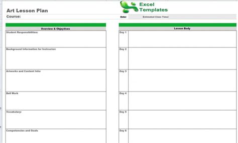 Art Lesson Plan Template | Art Lesson Plan Templates