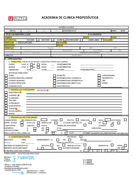 Formato Historia Clinica Med Academia De Clinica PropedÉutica Hora I