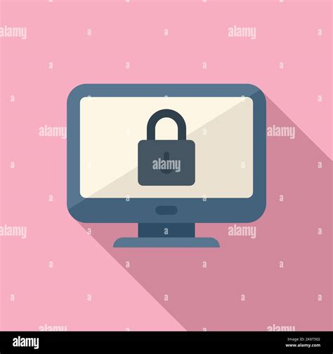 Monitor Safe Icon Flat Vector Data Privacy Secure Policy Stock Vector