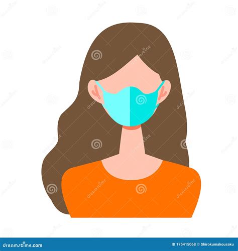 Vector Flat Illustration Of People Wearing A Surgical Mask Stock Vector Illustration Of Female