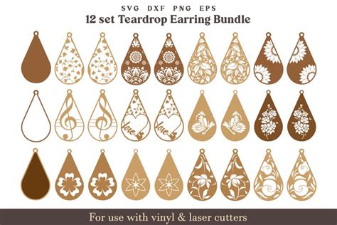 Tear Drop Earring Laser Cut Template Set Earring Bundle