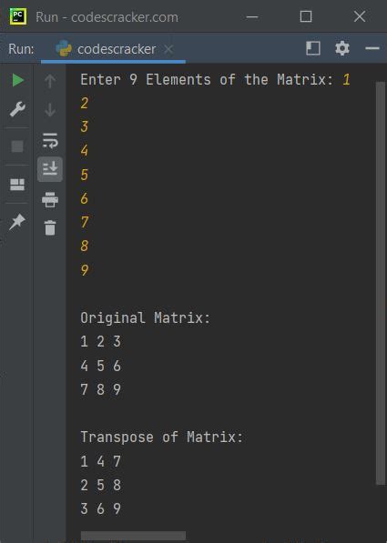 Python Program To Find Transpose Of A Matrix