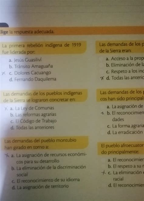 Elige La Respuesta Adecuada El Pueblo Afroecuatoriano Ha Demandado