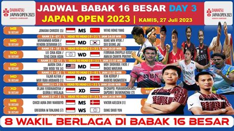 Jadwal Japan Open Babak Besar Hari Ini Ada Wakil Indonesia