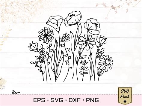 Wildflower Svg Bundle Flower Cut File Flower Clipart Svg Etsy India