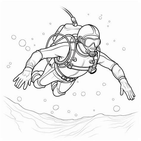 Scuba Diver Coloring Page Dive Into Underwater Adventures Premium Ai