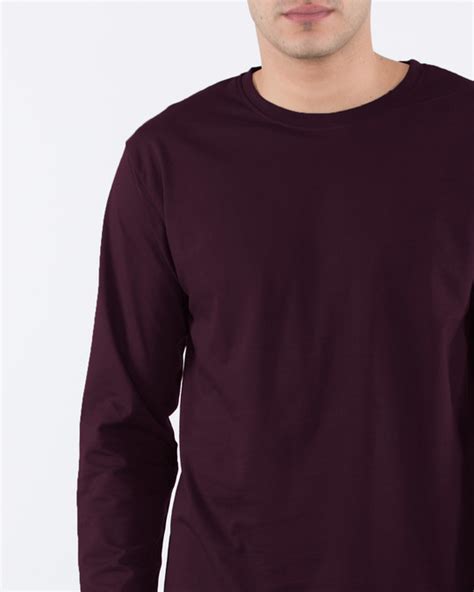 Buy Burgundy Full Sleeve T-Shirt for Men maroon Online at Bewakoof