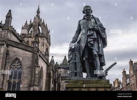 Adam Smith Statue Next To St Giles Cathedral In Edinburgh The Capital