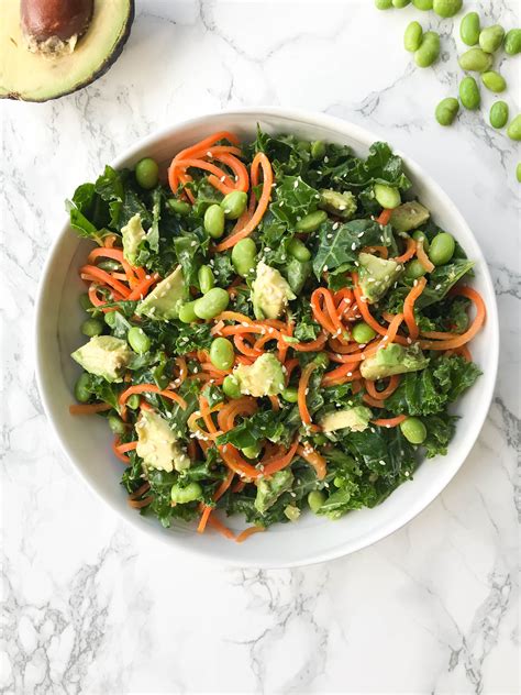 Kale Edamame And Carrot Noodle Salad With Ginger Sesame Sauce Recipe