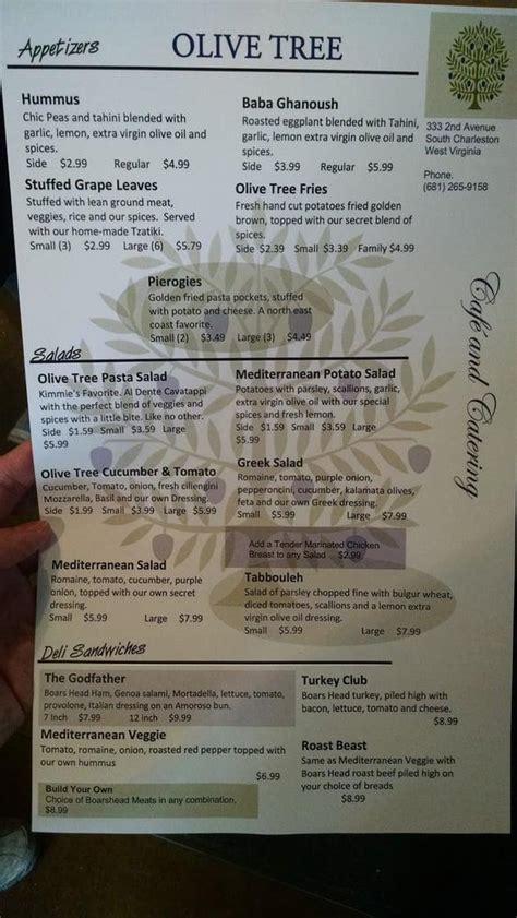 Menu At Olive Tree Cafe And Catering South Charleston