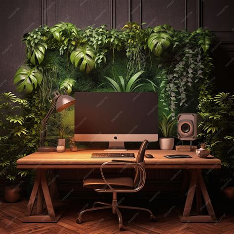 Premium Photo | Office desk backdrop with nature