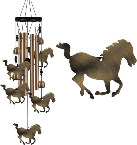 Horse Wind Chimes Outdoor Decor With 4 Tubes 4 Bells 5