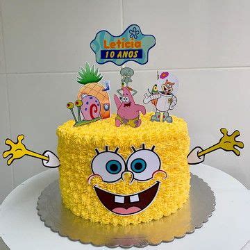 Topo Topper De Bolo Personalizado Bob Esponja P Impress O No Elo