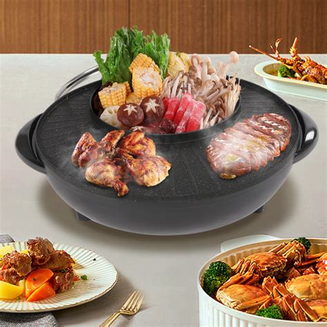 Joyding Round Electric Hot Pot Grill Combo Indoor Bbq Portable Smokeless Grill Wayfair