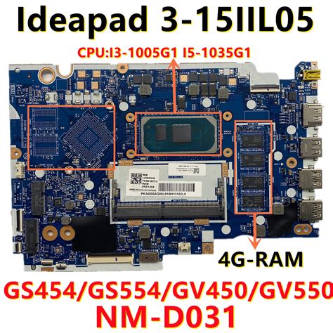 NM D031 For Lenovo Ideapad 3 15IIL05 Laptop Motherboard With I3 1005G1