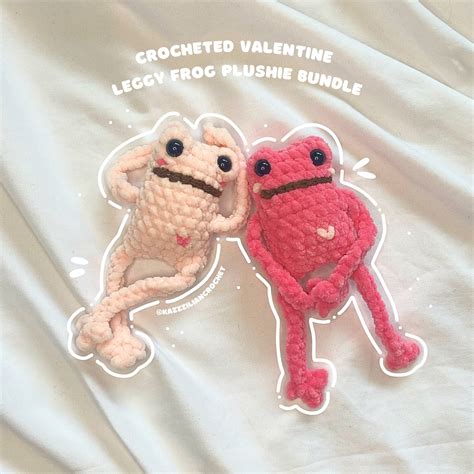 Crochet Valentine Leggy Frog Plushie Bundle 2 Pcs Matching Ts