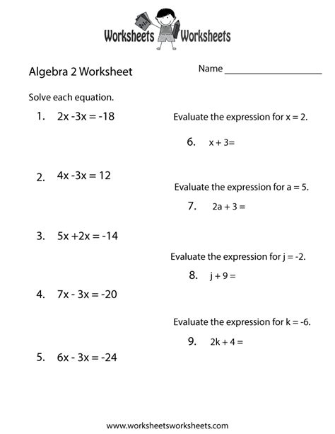 Algebra For Grade 5 Worksheets