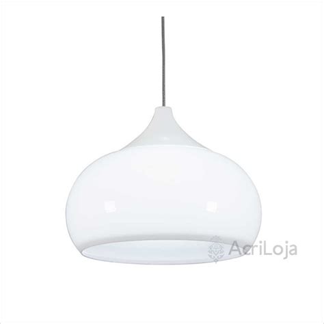 Luminaria Pendente Verona Branco Em Acrilico 38cm Lustre De Teto