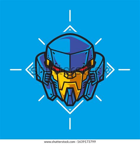 Mecha Head Mascot Logo Geometrical Background Stock Vector Royalty