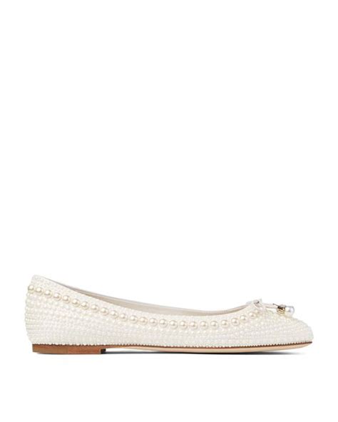 Jimmy Choo Embellished Elme Ballet Flats In Natural Lyst