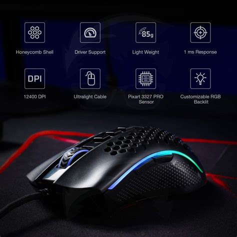 Redragon M808 Storm RGB Gaming Mouse (BLACK WHITE)