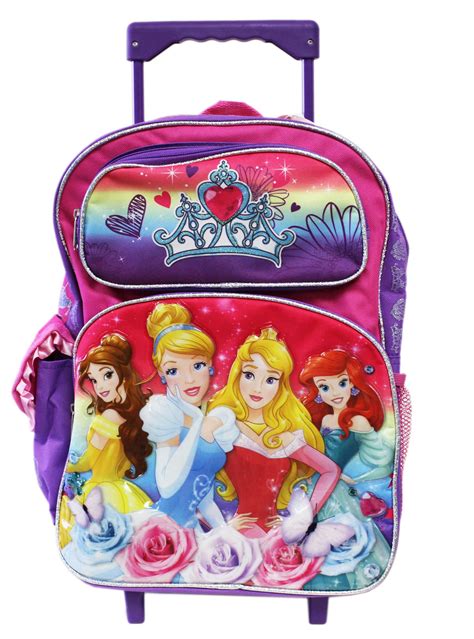 Princess Vibrant Rainbow Full Size Rolling Backpack 16in