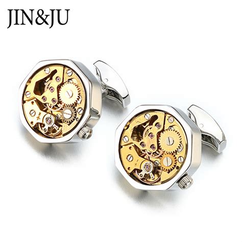 Top Mens Jewelry Cufflinks Non Functional Watch Movement Dummy