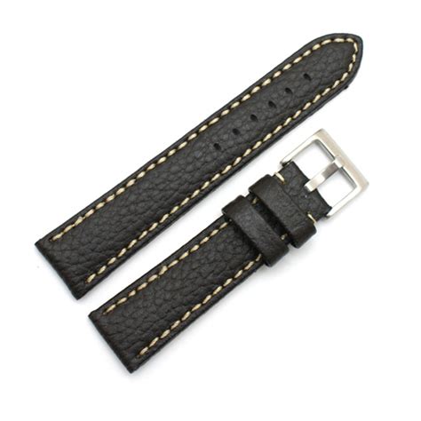 Diloy Padded Dark Brown Bison Leather Watch Strap 18mm 22mm