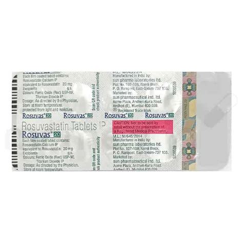 Buy Rosuvas Mg Tablet Online Uses Price Dosage Instructions Side