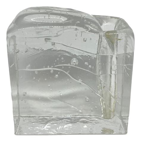 Collection Of 2 Ice Block Glass Solifleur Vases German 1960s For Sale At 1stdibs