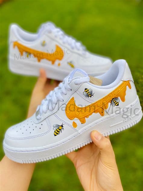 Hand Painted Custom Air Force 1 Low Bee Honey Honeycomb Drip Etsy