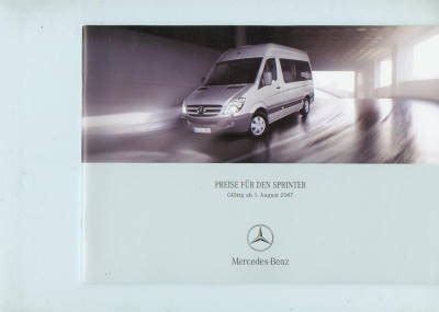 Preisliste Mercedes Sprinter August 2007 Bestellen Histoquariat