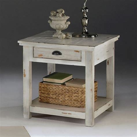 Willow End Table Distressed White Progressive Furniture Furniture Cart