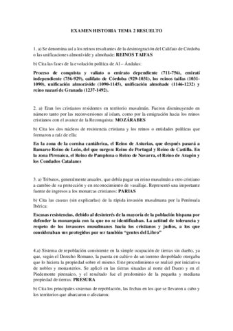 EXAMEN HISTORIA TEMA 2 RESUELTO Pdf